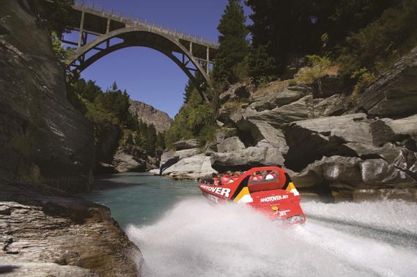 Shotover Jet with historic Shotover River